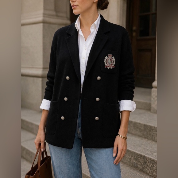 Lauren Ralph Lauren Jackets & Blazers - Lauren Ralph Lauren Crest Sweater Blazer Women’s Medium Academia Merino Wool